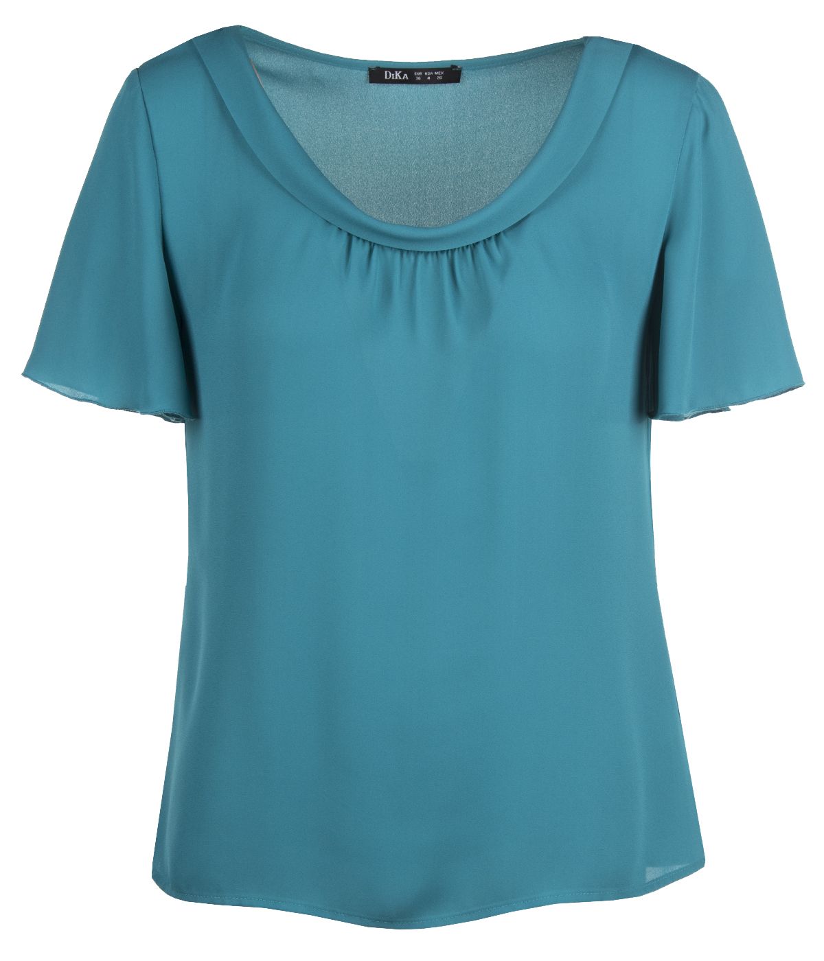 Short-sleeved blouse with round neckline 0